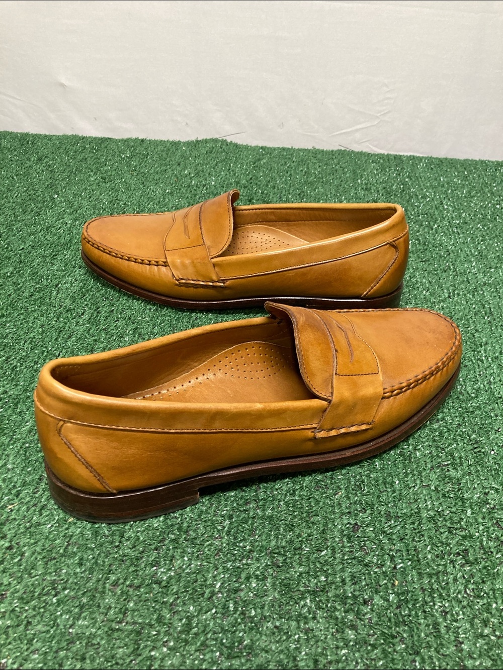 Men's Allen Edmonds Tan Leather Cavanaugh Penny Loafers sz 11.5 (OKPM-09-27)